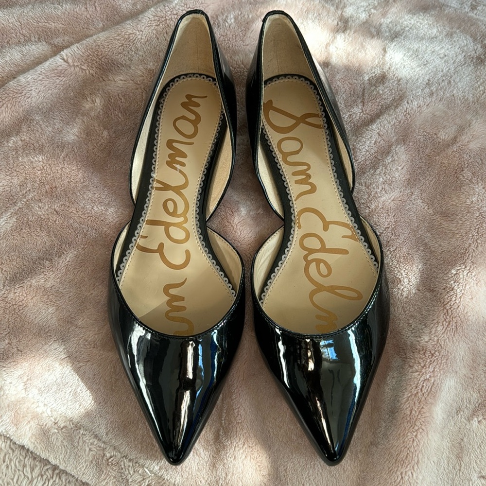 Sam Edelman Women’s Black Patent Leather D’orsay Pointed Toe Flats Size 8.5